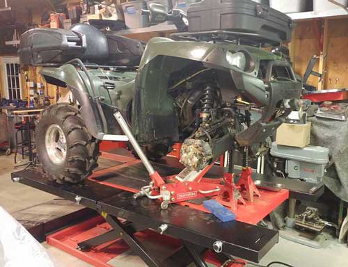 Kawasaki Brute Force Sport Utility ATV on PRO 2500 lift table ATV