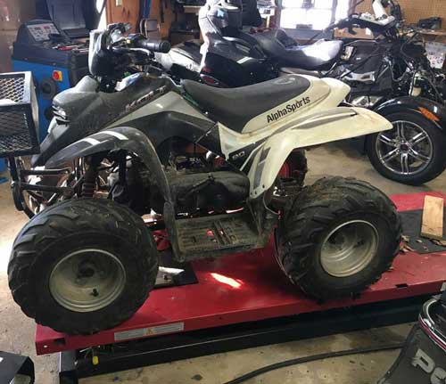 Alpha Sports Kolt 90 ATV on Elevator 1800U ATV UTV Lift