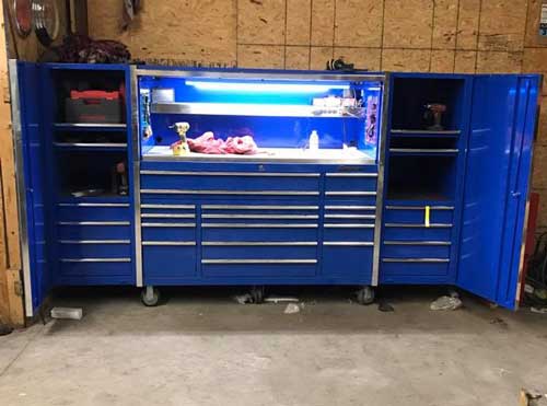 Extreme Tools EX2404 Side Locker, EX7201 Top Tool Hutch EX7217 Roller Cabinet Customer Photo