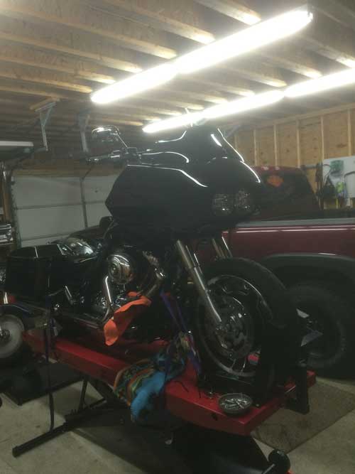 Earl's 2012 Harley Davidson Road Glide on the PRO 1200 Motorcycle Lift.
