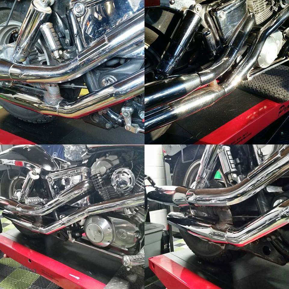 Polishing some Chrome at Detailed Cycles in Wilmington using PRO 1200 lift