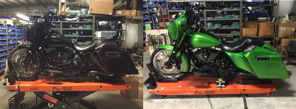  2013 Harley Street Glide paint job before and after
