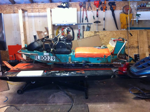 1967 Johnson Skee Horse Snowmobile on pro 1200SE lift from David in Illinois