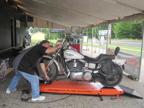 DAM Motorcycles uses PRO 1200 motorcycle lift to service and repair bikes at Laconia Bike Week