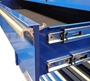 Full-width, polished solid aluminum drawers on tool cabinet