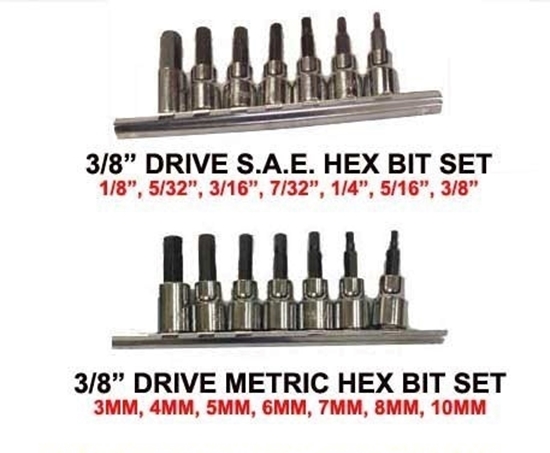 3/8" Drive S.A.E. Hex Bit Set and 3/8" Drive Metric Hex Set 