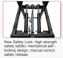 New Safety Lock: High strength safety ladder, mechanical self - locking design, manual control safety release.