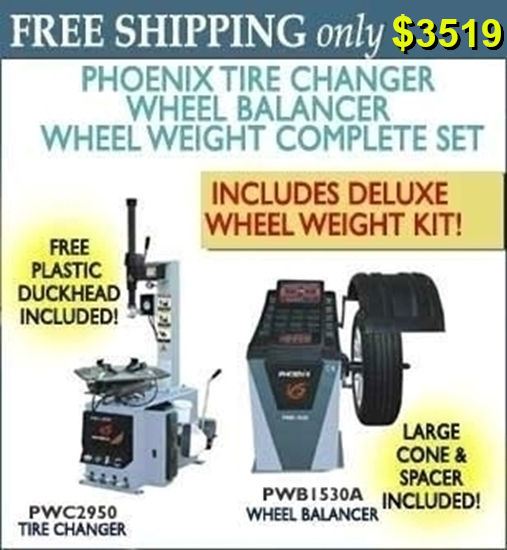 Picture of Phoenix Tire Changer Wheel Balancer w/Wheel Weight Kit PWB1535A/PWC2950