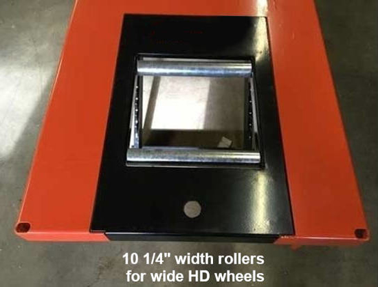 roller plate drop out for motorcycle lift