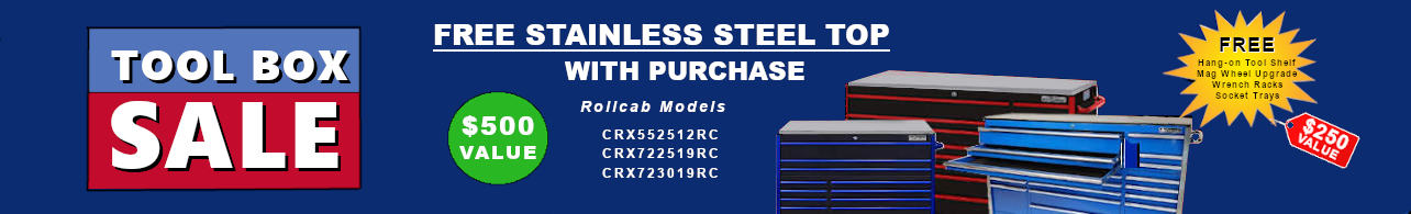 Free Stainless Steel Top with Tool Box Purchase SALE