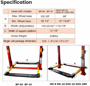 Dimensions of power sports accessory for 2 post lifts