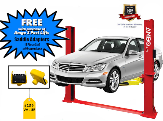 Free saddle adapters with purchase of Amgo 2 post lift 10K