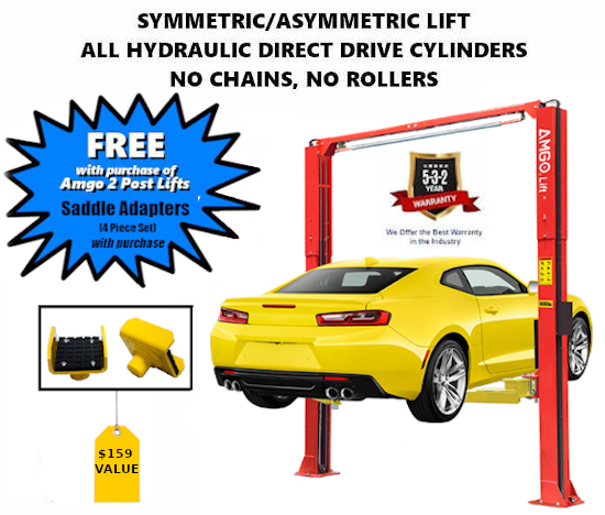 Picture of 2 Post Lift Clear Floor Lift 9000lb OH-9 Amgo Hydraulics