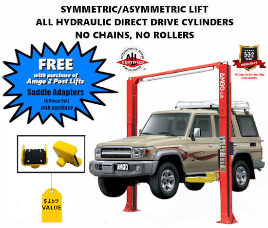 2 Post Amgo Lift Sale Free Saddle Adapters OH-10 ALI Certified