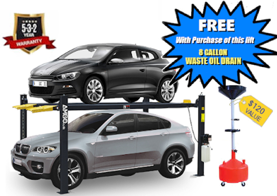 408-P Amgo 4 Post Storage Lift FREE Waste Oil Drain!
