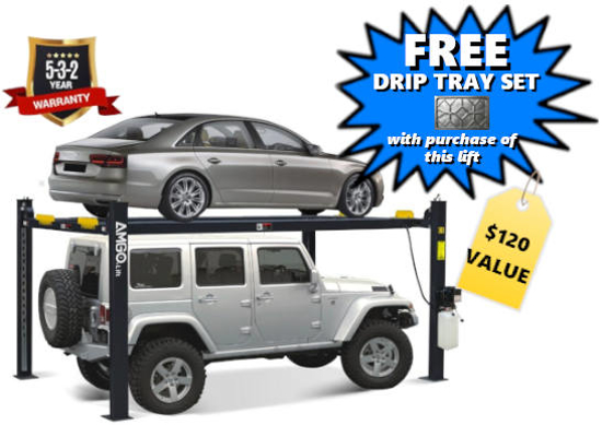 408-P Amgo 4 Post Storage Lift FREE Drip Tray Set!	