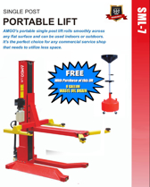 Single Post Lift Comes with Free Oil Drain Bucket