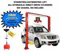 10K capcity 2 Post Lift Free Oil Drain with Purchase
