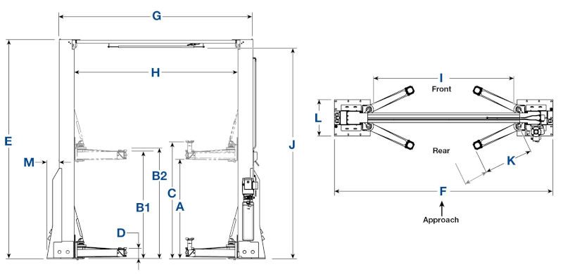 16AP 2 post lift BendPak Lift Diagram
