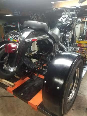 Dutch's Kustoms transforms HD Fatboy into a Trike with Lehman kit on PRO 1200SEMAX Motorcycle Lift
