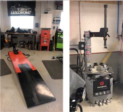Tire Changer and Motorcycle Lift at RPM Cycles, courtesy NHProEquip