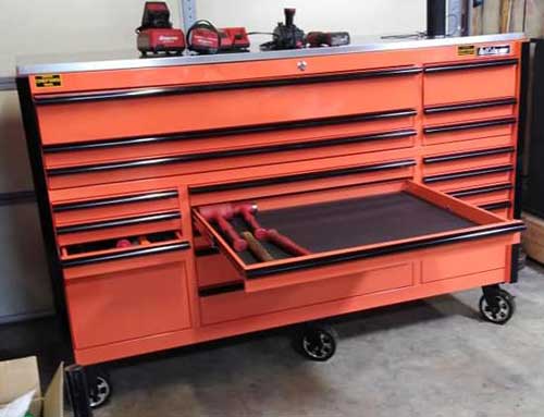 Orange 72" 17 Drawer Rolling Tool Cabinet CDX722117RC