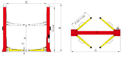 Amgo BP-12 2 post lift dimensions