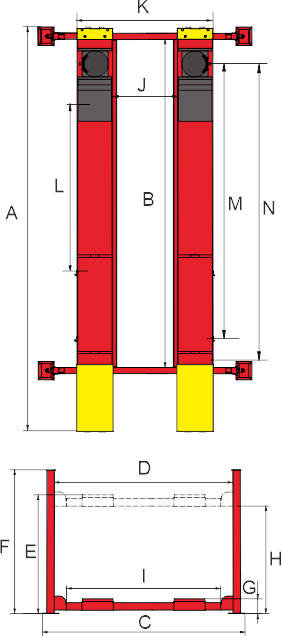 Four post lift diagram PRO-18A 18000 lb lift