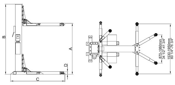 Single Post Lift Specifications SL-6