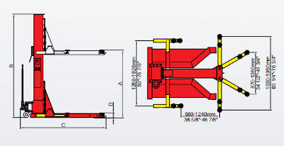 sML-7 single post utv lift diagram