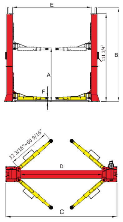 BP-12 2 Post Lift Diagram nh