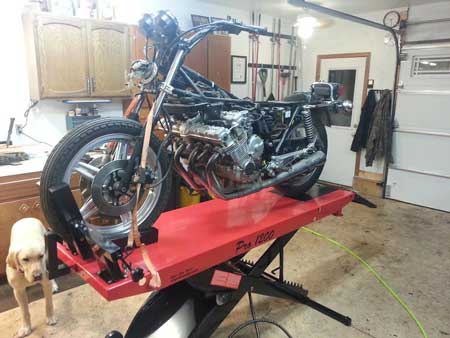 Honda CBX on Motorcycle Lift