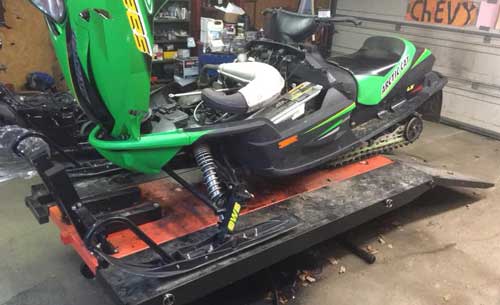 Arctic Cat Sled on Lift Table