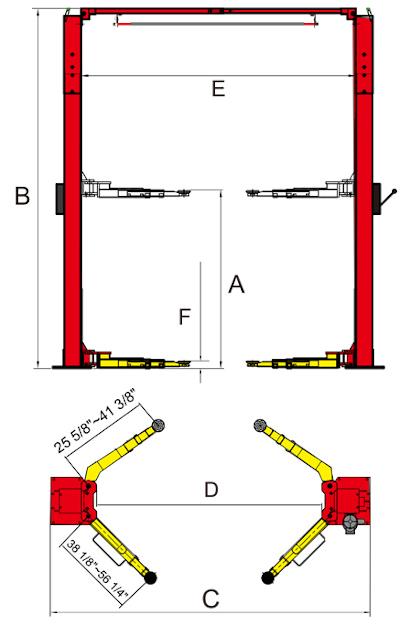 OH-10 ALI Certified 2 Post Lift Amgo Diagram