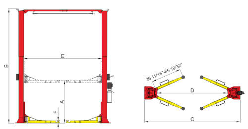 OH-12S 2 post lift diagram
