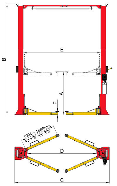 OH-15 2 Post Truck Lift Diagram