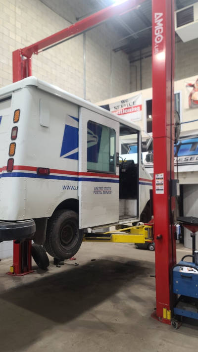 Mail Truck on OH-15 2 Post Lift One Stop Diesel