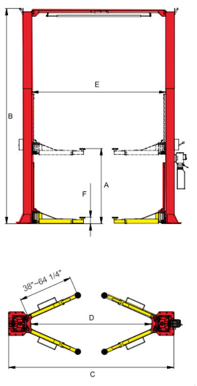 OH-18 heavy duty 2 post lift diagram