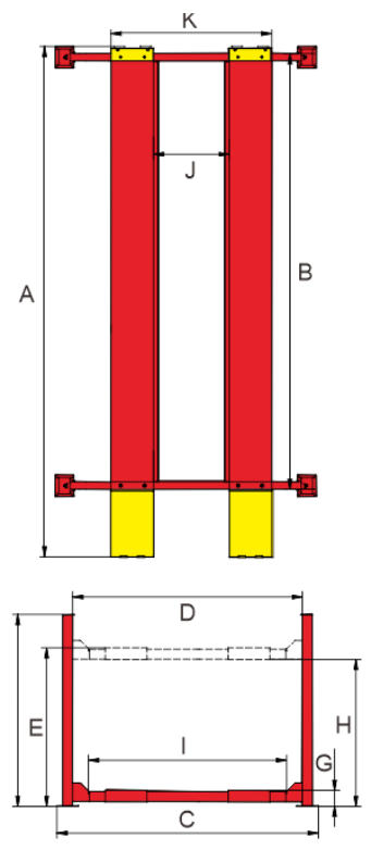 PRO-14 4 post lift diagram
