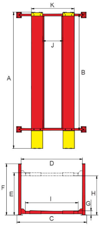 PRO-14E 4 Post Lift Diagram