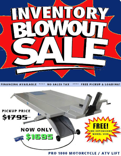 PRO 1000 Motorcycle Lift Blowout Sale Pickup in Bow NH Includes Side and Vise