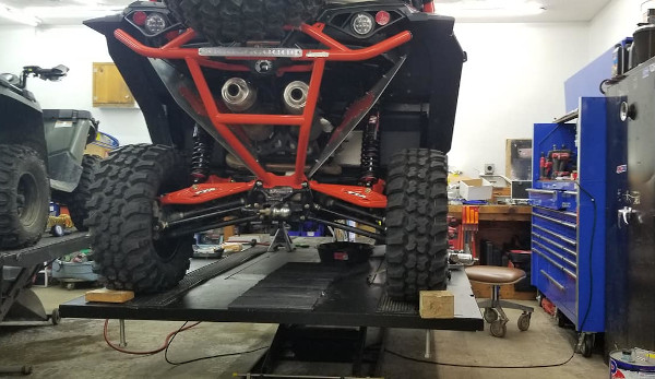 Can Am Maverick UTV Up on Elevator 2000E Lift Table