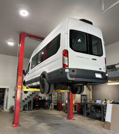 Amgo OH-12 2 Post Lift Ford Transit Cargo Van