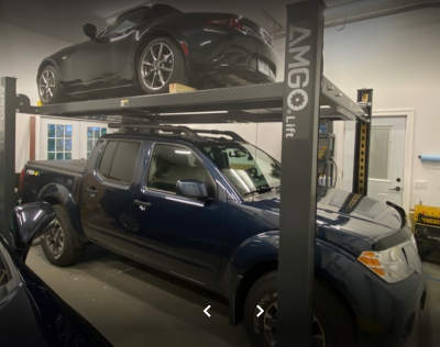 Google Review 4 Post Lift Mid Size Truck, Miata on 408-HP Amgo storage lift James C