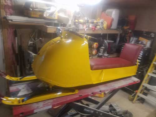 Skidoo Snowmobile on Elevator lift table