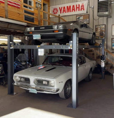 Wyatt Delorean and Barracuda on the Amgo storage lift